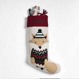 Crate&Barrel Fair Isle Friends Fox Christmas Stocking by Joan Anderson